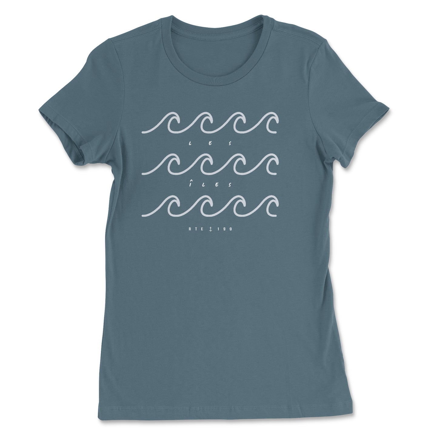 Les Îles 3 Vagues T-Shirt Femme Bleu Indigo