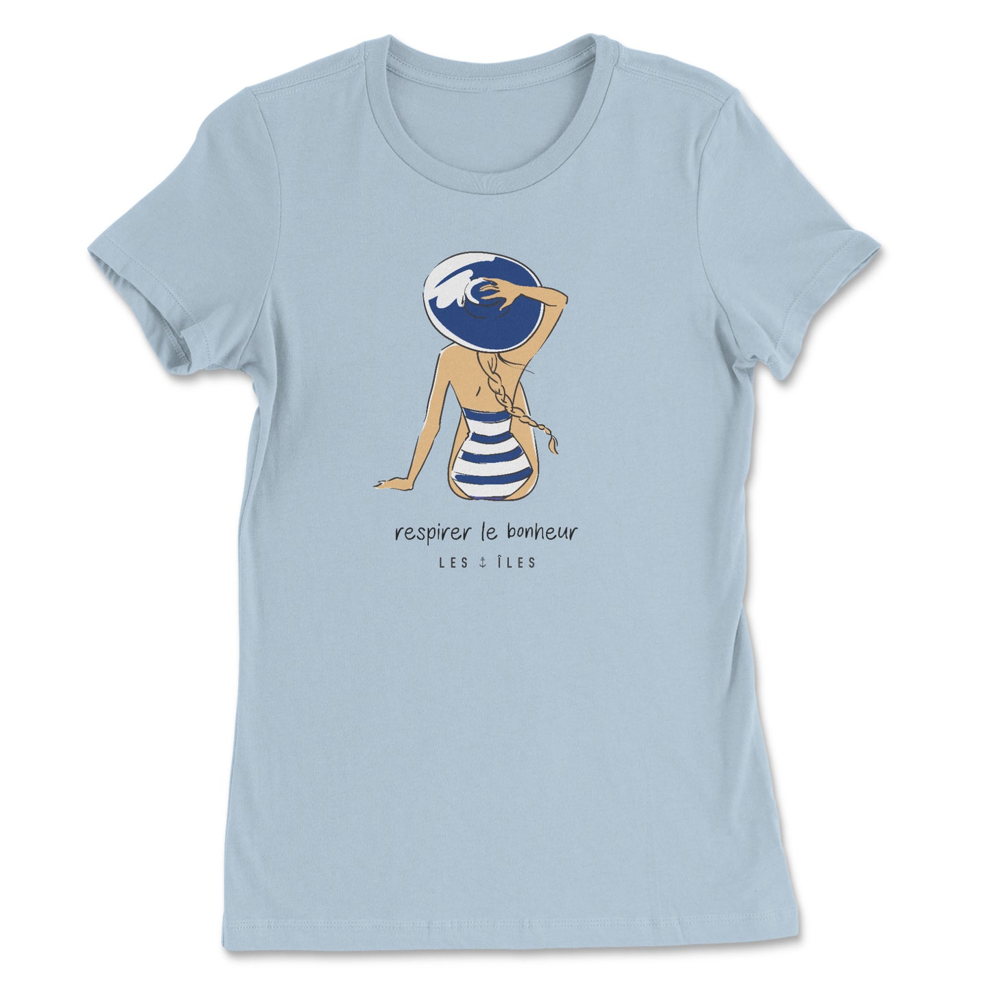 Respirer le Bonheur T-Shirt Femme Bleu