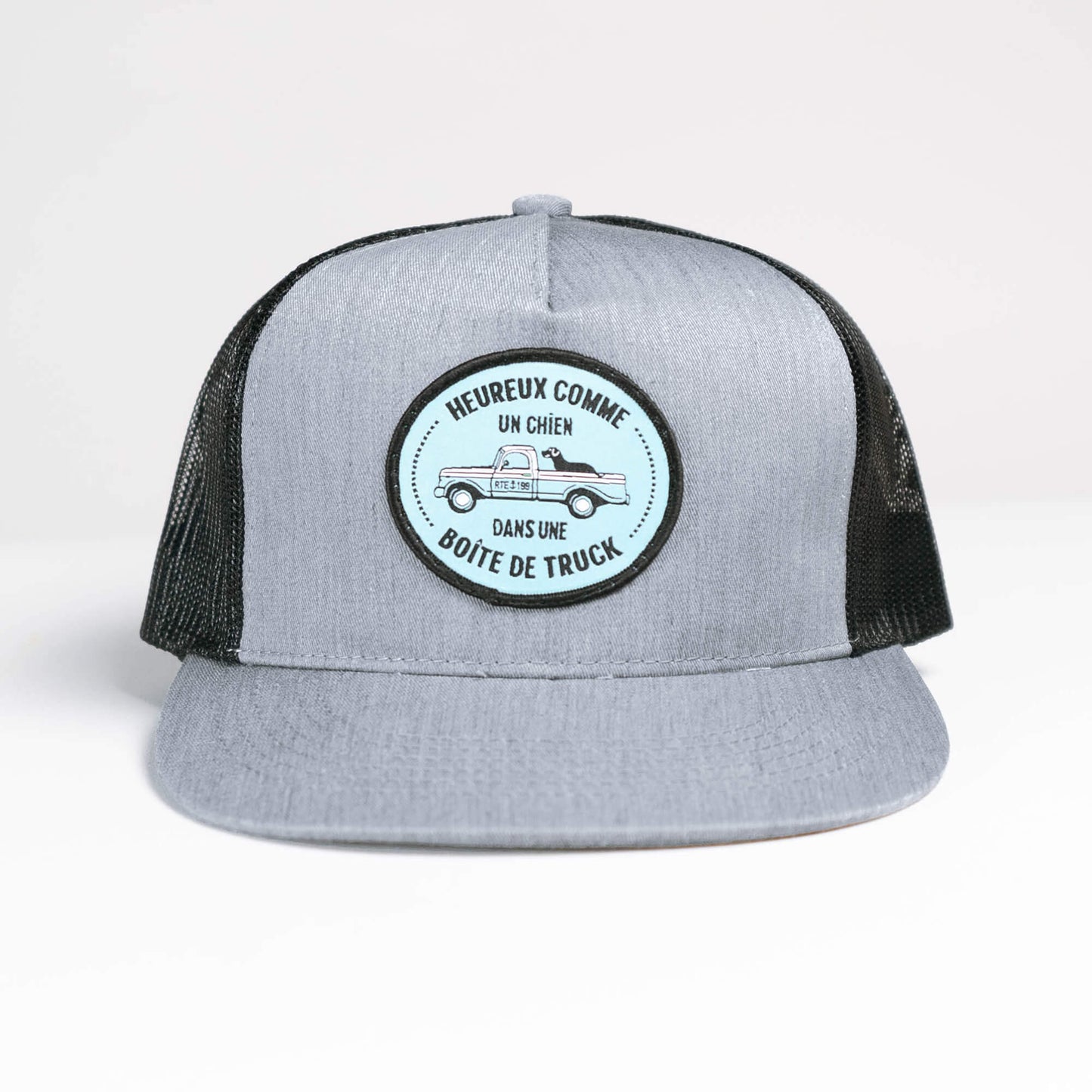 Casquette Heureux Comme un Chien Noire et Grise