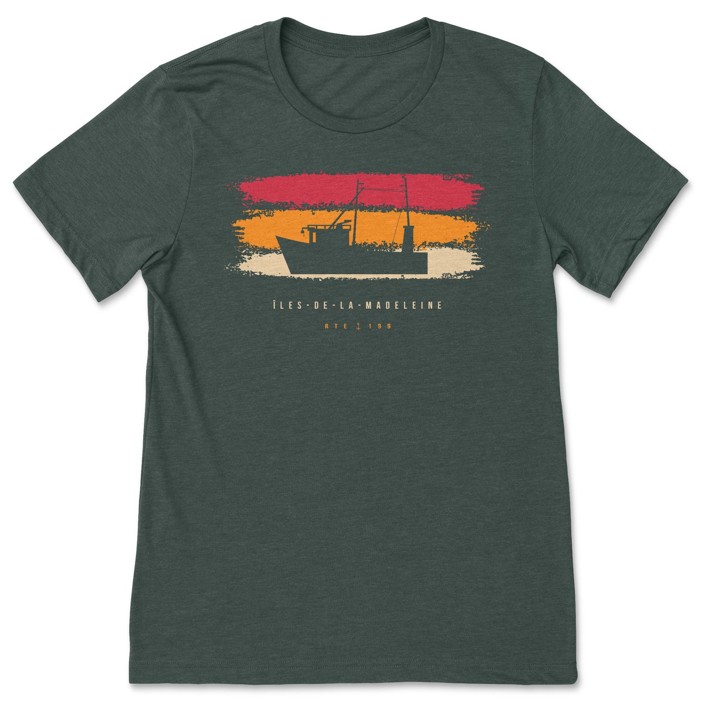 T-SHirt Bateau Couché de Soleil Vert