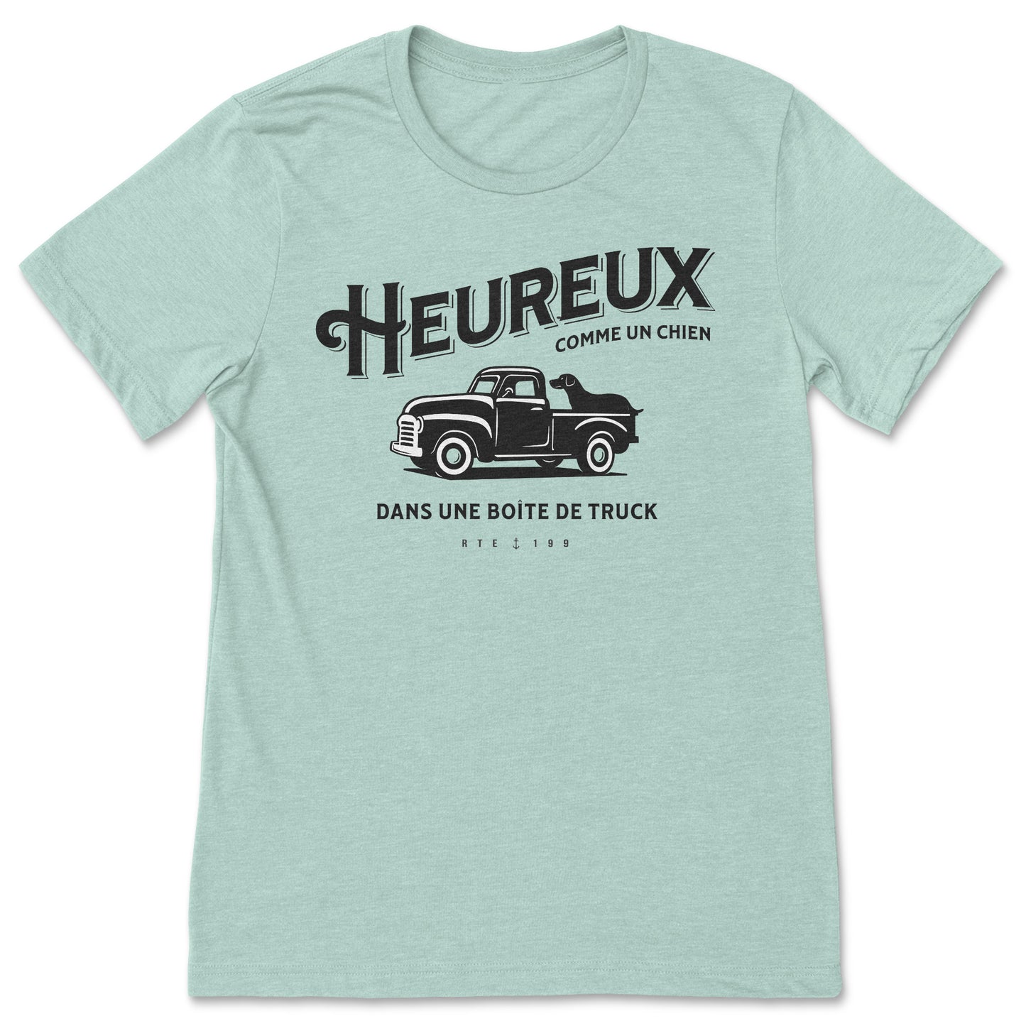 T-Shirt Heureux Comme Un Chien Sauge
