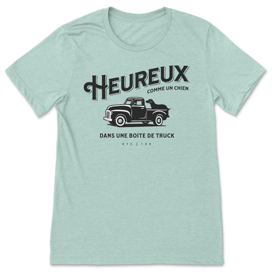 T-Shirt Heureux Comme Un Chien Sauge