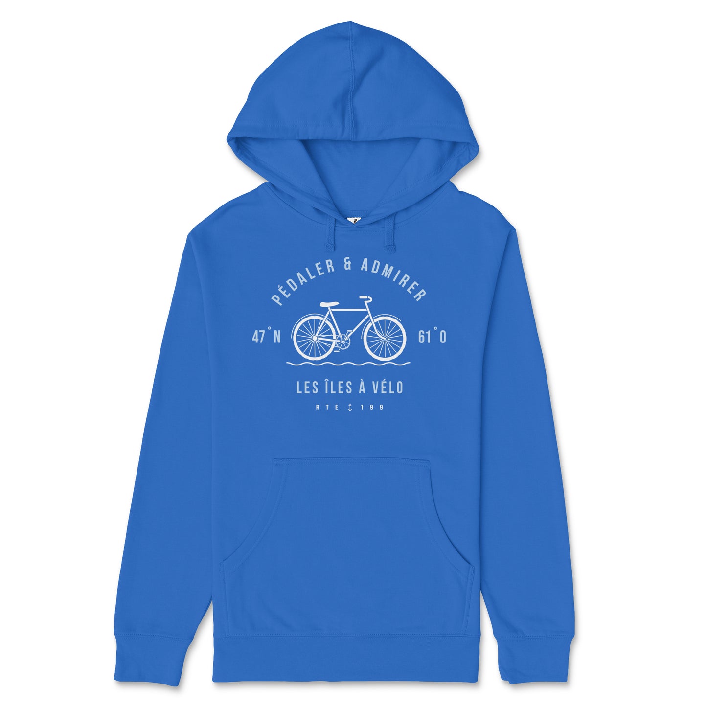 Pédaler et Admirer Hoodie Adulte Bleu Royal