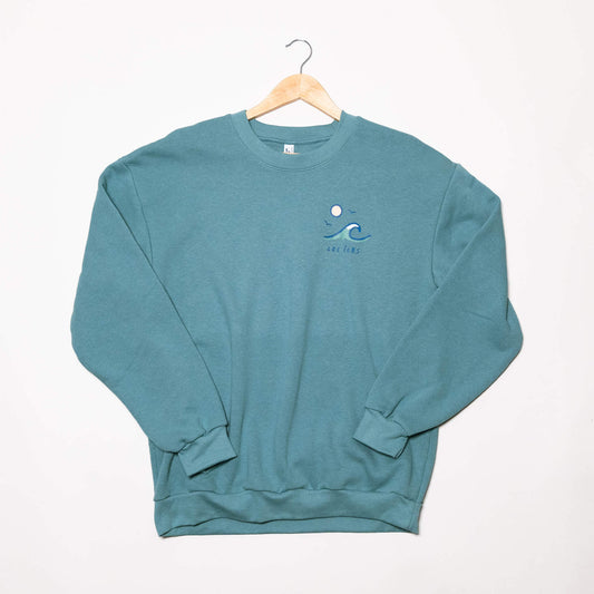 Crewneck Vague au coucher du soleil Turquoise